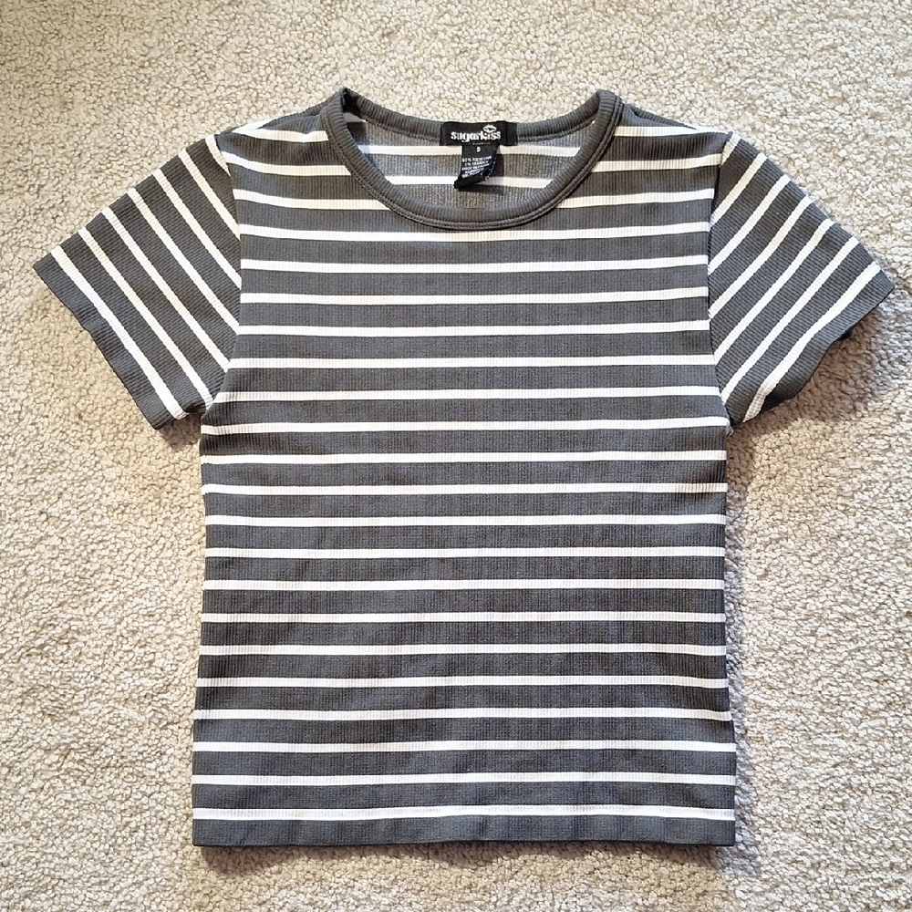 Striped Gray Short Sleeve Tee